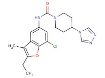 N-(7-chloro-2-ethyl-3-methyl-1-benzofuran-5-yl)-4-(4H-1,2,4-triazol-4-yl)piperidine-1-carboxamide