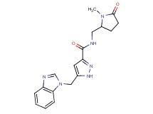 5-(1H-benzimidazol-1-ylmethyl)-N-[(1-methyl-5-oxopyrrolidin-2-yl)methyl]-1H-pyrazole-3-carboxamide
