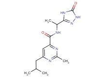 6-isobutyl-2-methyl-N-[1-(5-oxo-4,5-dihydro-1H-1,2,4-triazol-3-yl)ethyl]pyrimidine-4-carboxamide