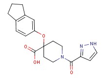 4-(2,3-dihydro-1H-inden-5-yloxy)-1-(1H-pyrazol-3-ylcarbonyl)piperidine-4-carboxylic acid