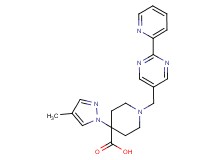 4-(4-methyl-1H-pyrazol-1-yl)-1-[(2-pyridin-2-ylpyrimidin-5-yl)methyl]piperidine-4-carboxylic acid