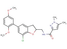 N-{[7-chloro-5-(2,5-dimethoxyphenyl)-2,3-dihydro-1-benzofuran-2-yl]methyl}-1,5-dimethyl-1H-pyrazole-3-carboxamide