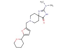 2-(dimethylamino)-8-{[5-(tetrahydro-2H-pyran-2-yl)-2-furyl]methyl}-1,3,8-triazaspiro[4.5]dec-1-en-4-one