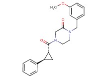 1-(3-methoxybenzyl)-4-{[(1R*,2R*)-2-phenylcyclopropyl]carbonyl}-2-piperazinone