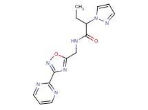 2-(1H-pyrazol-1-yl)-N-{[3-(2-pyrimidinyl)-1,2,4-oxadiazol-5-yl]methyl}butanamide