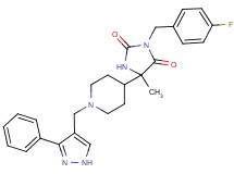 3-(4-fluorobenzyl)-5-methyl-5-{1-[(3-phenyl-1H-pyrazol-4-yl)methyl]-4-piperidinyl}-2,4-imidazolidinedione
