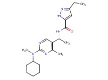 N-(1-{2-[cyclohexyl(methyl)amino]-4-methylpyrimidin-5-yl}ethyl)-3-ethyl-1H-pyrazole-5-carboxamide