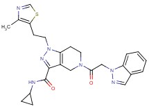 N-cyclopropyl-5-(1H-indazol-1-ylacetyl)-1-[2-(4-methyl-1,3-thiazol-5-yl)ethyl]-4,5,6,7-tetrahydro-1H-pyrazolo[4,3-c]pyridine-3-carboxamide