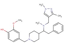 4-[(4-{1-[[(1,3-dimethyl-1H-pyrazol-4-yl)methyl](methyl)amino]-2-phenylethyl}-1-piperidinyl)methyl]-2-methoxyphenol