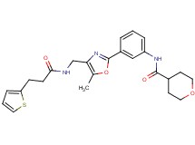 N-{3-[5-methyl-4-({[3-(2-thienyl)propanoyl]amino}methyl)-1,3-oxazol-2-yl]phenyl}tetrahydro-2H-pyran-4-carboxamide