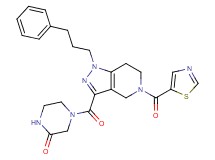 4-{[1-(3-phenylpropyl)-5-(1,3-thiazol-5-ylcarbonyl)-4,5,6,7-tetrahydro-1H-pyrazolo[4,3-c]pyridin-3-yl]carbonyl}-2-piperazinone