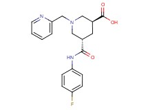(3S*,5S*)-5-{[(4-fluorophenyl)amino]carbonyl}-1-(2-pyridinylmethyl)-3-piperidinecarboxylic acid