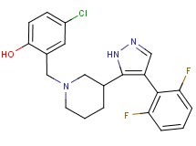 4-chloro-2-({3-[4-(2,6-difluorophenyl)-1H-pyrazol-5-yl]-1-piperidinyl}methyl)phenol