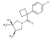 (3R*,4R*)-1-{[1-(4-chlorophenyl)cyclobutyl]carbonyl}-3,4-dimethylpyrrolidin-3-ol