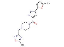 1-{[3-(5-methyl-2-furyl)-1H-pyrazol-5-yl]carbonyl}-4-[(5-methyl-1,2,4-oxadiazol-3-yl)methyl]piperazine