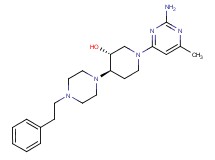 (3R*,4R*)-1-(2-amino-6-methyl-4-pyrimidinyl)-4-[4-(2-phenylethyl)-1-piperazinyl]-3-piperidinol