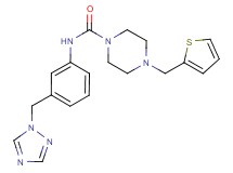 4-(2-thienylmethyl)-N-[3-(1H-1,2,4-triazol-1-ylmethyl)phenyl]piperazine-1-carboxamide