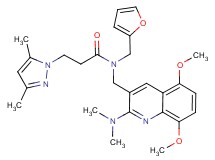 N-{[2-(dimethylamino)-5,8-dimethoxy-3-quinolinyl]methyl}-3-(3,5-dimethyl-1H-pyrazol-1-yl)-N-(2-furylmethyl)propanamide