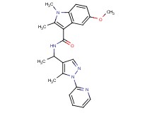 5-methoxy-1,2-dimethyl-N-{1-[5-methyl-1-(2-pyridinyl)-1H-pyrazol-4-yl]ethyl}-1H-indole-3-carboxamide