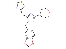 1-(1,3-benzodioxol-5-ylmethyl)-3-(tetrahydro-2H-pyran-4-yl)-5-(1,3-thiazol-4-ylmethyl)-1H-1,2,4-triazole