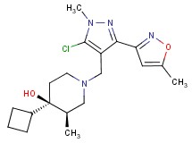 (3R*,4R*)-1-{[5-chloro-1-methyl-3-(5-methylisoxazol-3-yl)-1H-pyrazol-4-yl]methyl}-4-cyclobutyl-3-methylpiperidin-4-ol