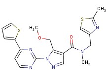 5-(methoxymethyl)-N-methyl-N-[(2-methyl-1,3-thiazol-4-yl)methyl]-1-[4-(2-thienyl)-2-pyrimidinyl]-1H-pyrazole-4-carboxamide