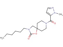 3-hexyl-8-[(1-methyl-1H-pyrazol-5-yl)carbonyl]-1-oxa-3,8-diazaspiro[4.5]decan-2-one