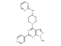 N-{1-[1-methyl-6-(4-pyridinyl)-1H-pyrazolo[3,4-d]pyrimidin-4-yl]-4-piperidinyl}-2-pyrimidinamine
