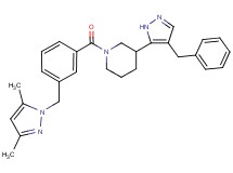 3-(4-benzyl-1H-pyrazol-5-yl)-1-{3-[(3,5-dimethyl-1H-pyrazol-1-yl)methyl]benzoyl}piperidine