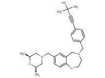 4-(4-{[7-{[(2R*,6S*)-2,6-dimethyl-4-morpholinyl]methyl}-2,3-dihydro-1,4-benzoxazepin-4(5H)-yl]methyl}phenyl)-2-methyl-3-butyn-2-ol