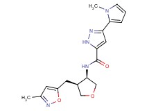 N-{(3R*,4S*)-4-[(3-methyl-5-isoxazolyl)methyl]tetrahydro-3-furanyl}-3-(1-methyl-1H-pyrrol-2-yl)-1H-pyrazole-5-carboxamide