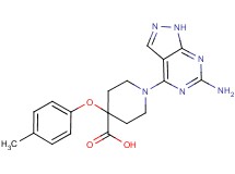 1-(6-amino-1H-pyrazolo[3,4-d]pyrimidin-4-yl)-4-(4-methylphenoxy)piperidine-4-carboxylic acid