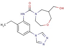 N-[2-ethyl-5-(4H-1,2,4-triazol-4-yl)phenyl]-6-(hydroxymethyl)-1,4-oxazepane-4-carboxamide