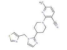 6-methyl-2-{4-[1-(1,3-thiazol-4-ylmethyl)-1H-imidazol-2-yl]-1-piperidinyl}nicotinonitrile