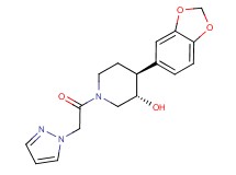 (3S*,4S*)-4-(1,3-benzodioxol-5-yl)-1-(1H-pyrazol-1-ylacetyl)piperidin-3-ol