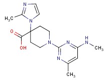 4-(2-methyl-1H-imidazol-1-yl)-1-[4-methyl-6-(methylamino)pyrimidin-2-yl]piperidine-4-carboxylic acid