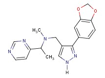 N-{[3-(1,3-benzodioxol-5-yl)-1H-pyrazol-4-yl]methyl}-N-methyl-1-(4-pyrimidinyl)ethanamine