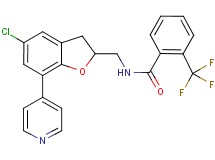 N-{[5-chloro-7-(4-pyridinyl)-2,3-dihydro-1-benzofuran-2-yl]methyl}-2-(trifluoromethyl)benzamide