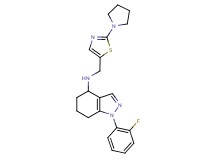 1-(2-fluorophenyl)-N-{[2-(1-pyrrolidinyl)-1,3-thiazol-5-yl]methyl}-4,5,6,7-tetrahydro-1H-indazol-4-amine