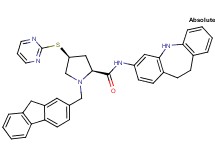 (4S)-N-(10,11-dihydro-5H-dibenzo[b,f]azepin-3-yl)-1-(9H-fluoren-2-ylmethyl)-4-(2-pyrimidinylthio)-L-prolinamide