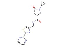 1-cyclopropyl-5-oxo-N-{[2-(2-pyrimidinyl)-1,3-thiazol-4-yl]methyl}-3-pyrrolidinecarboxamide