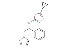 5-cyclopropyl-N-[1-phenyl-2-(1H-pyrazol-1-yl)ethyl]-1,3,4-oxadiazol-2-amine
