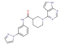 N-[3-(1H-pyrazol-1-yl)phenyl]-1-(7H-pyrrolo[2,3-d]pyrimidin-4-yl)piperidine-3-carboxamide