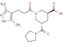 (3S*,5S*)-1-[3-(3,5-dimethyl-1H-pyrazol-4-yl)propanoyl]-5-(1-pyrrolidinylcarbonyl)-3-piperidinecarboxylic acid