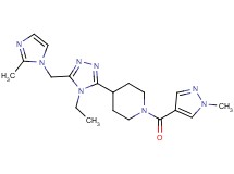 4-{4-ethyl-5-[(2-methyl-1H-imidazol-1-yl)methyl]-4H-1,2,4-triazol-3-yl}-1-[(1-methyl-1H-pyrazol-4-yl)carbonyl]piperidine