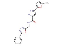 3-(5-methyl-2-furyl)-N-[(5-phenyl-1,3,4-oxadiazol-2-yl)methyl]-1H-pyrazole-5-carboxamide