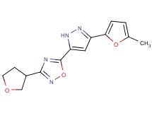 5-[3-(5-methyl-2-furyl)-1H-pyrazol-5-yl]-3-(tetrahydrofuran-3-yl)-1,2,4-oxadiazole