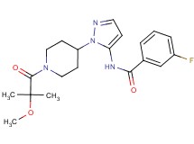 3-fluoro-N-{1-[1-(2-methoxy-2-methylpropanoyl)piperidin-4-yl]-1H-pyrazol-5-yl}benzamide