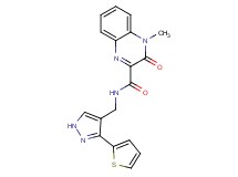4-methyl-3-oxo-N-{[3-(2-thienyl)-1H-pyrazol-4-yl]methyl}-3,4-dihydroquinoxaline-2-carboxamide