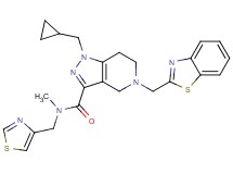 5-(1,3-benzothiazol-2-ylmethyl)-1-(cyclopropylmethyl)-N-methyl-N-(1,3-thiazol-4-ylmethyl)-4,5,6,7-tetrahydro-1H-pyrazolo[4,3-c]pyridine-3-carboxamide